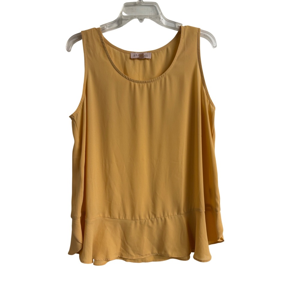 Philosophy Republic Clothing Mustard Yellow Ruffle Hem Sleeveless Blouse Large